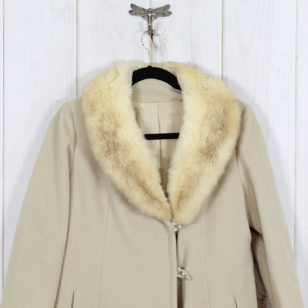 Vintage! JULES MILLER Faux Fur Long Dress Coat L - Picture 2 of 13